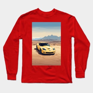 Modern American Muscle Car Yellow Desert Poster Long Sleeve T-Shirt